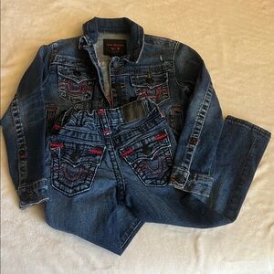 TODDLER True Religion Blue Denim Jacket with Red Accents
